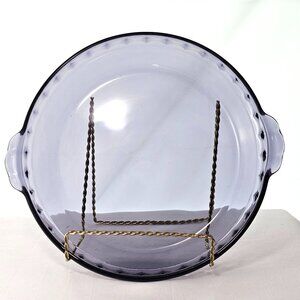 Pyrex Amethyst Glass Fluted Pie Pan #229 crimped deep dish plate 9"